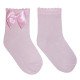 Детски къси чорапи с панделка в розово за момиче