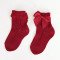 Short summer socks with ribbon in red