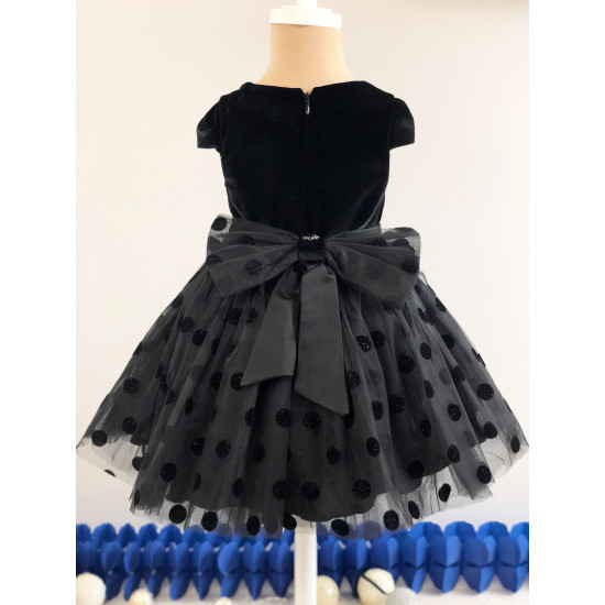 Детска официална рокля в черно кадифе