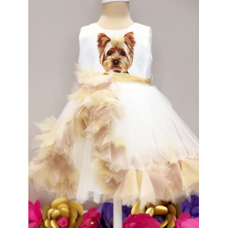 Formal children's dress with a puppy print