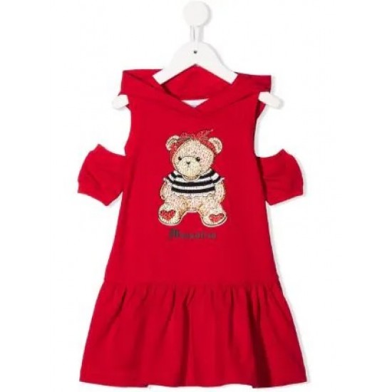 Детска рокля в червено Мече