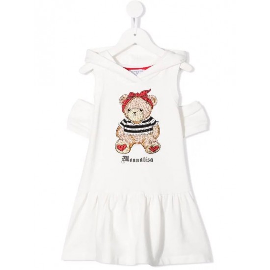 Детска рокля в бяло "Мече"