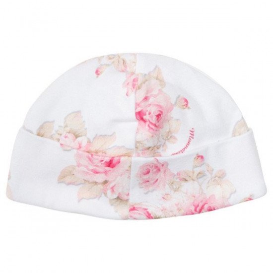 Бебешка памучна шапка с рози и панделка 