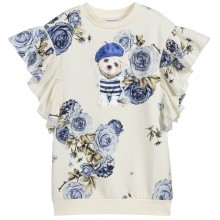 Children's cotton dress in blue "Dog"