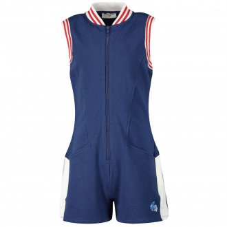 Children's summer overalls with flowers in blue