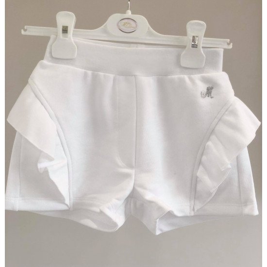 Къси панталони с къдрици в бяло