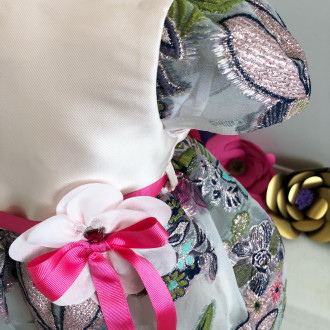 Children's formal dress with embroidered flowers