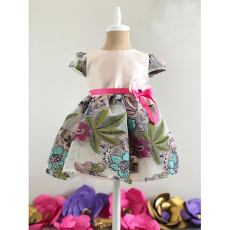 Children's formal dress with embroidered flowers